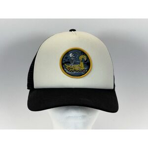 Vans Skeleton Flamingo Float Trucker Hat Black White Snapback Mesh Cap